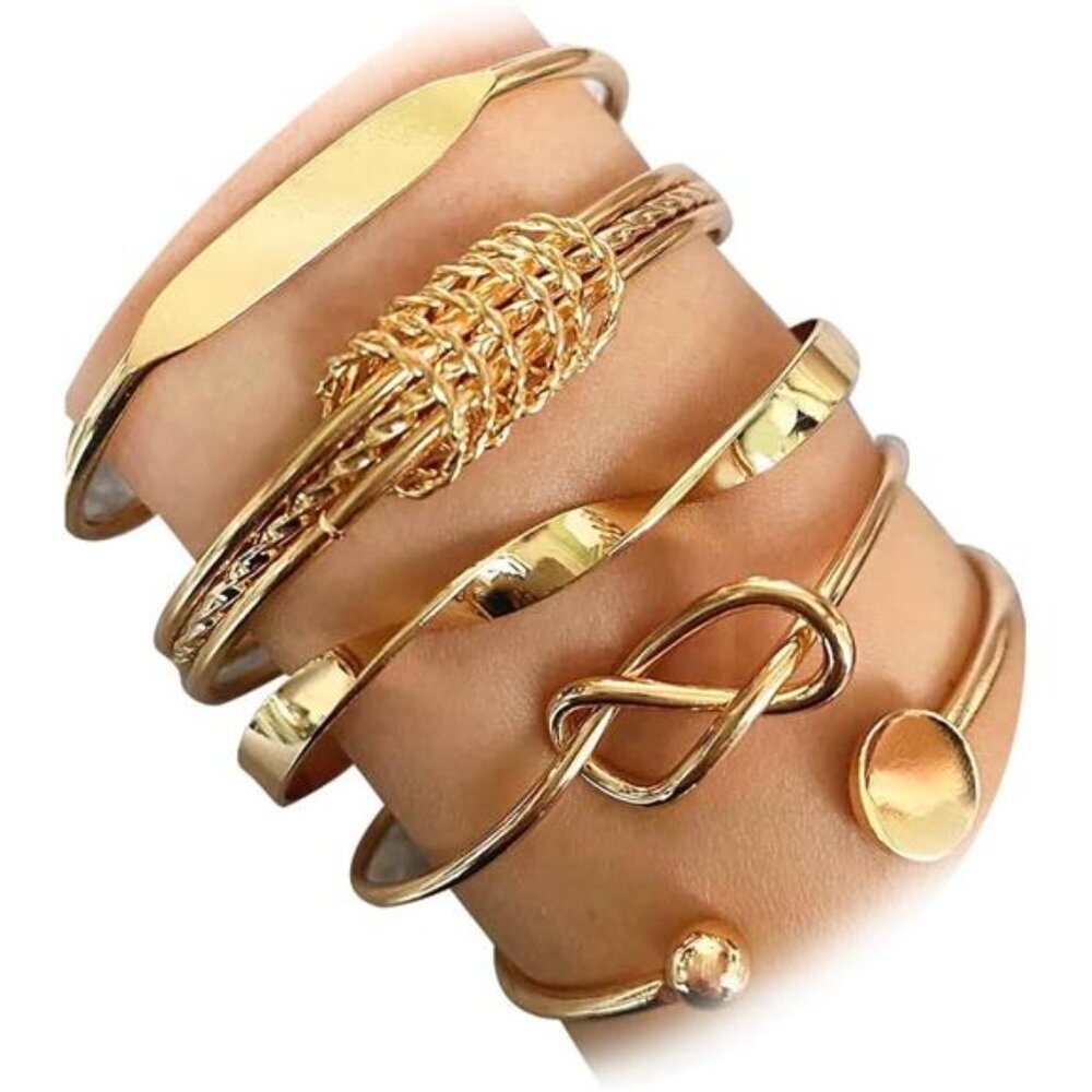 14k Plated Multi Layer Set Boho Textured Indian P… - image 1